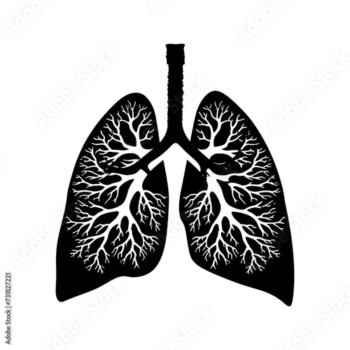 Silhouette for internal organs of the lungs black color only