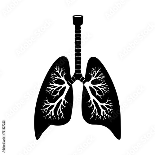 Silhouette for internal organs of the lungs black color only
