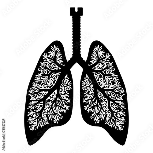 Silhouette for internal organs of the lungs black color only