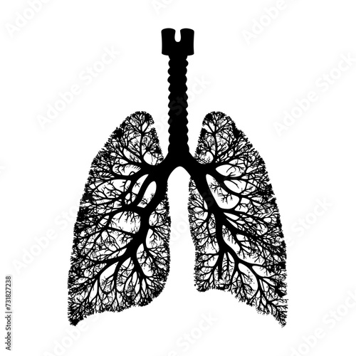 Silhouette for internal organs of the lungs black color only