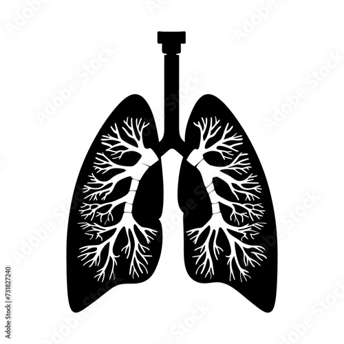 Silhouette for internal organs of the lungs black color only