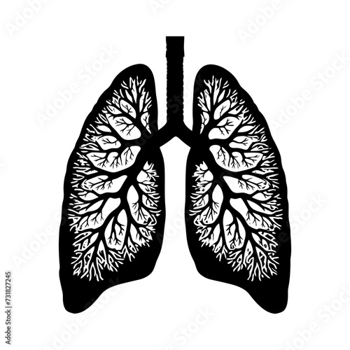 Silhouette for internal organs of the lungs black color only