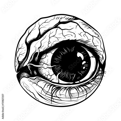 Silhouette for internal organs pair of eye ball black color only