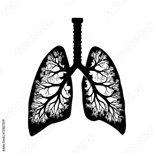 Silhouette for internal organs of the lungs black color only