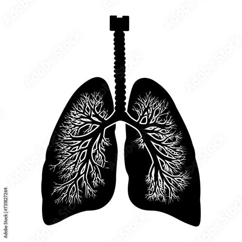 Silhouette for internal organs of the lungs black color only