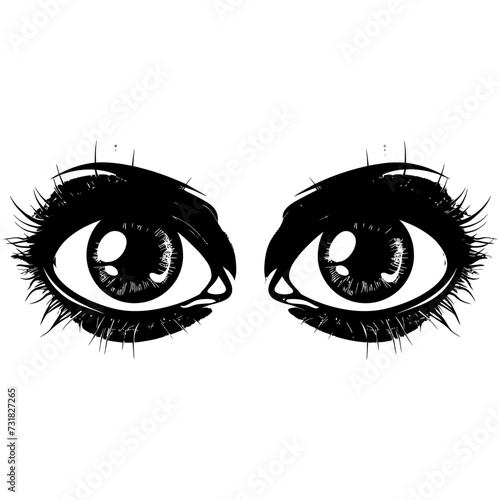Silhouette for internal organs pair of eye ball black color only