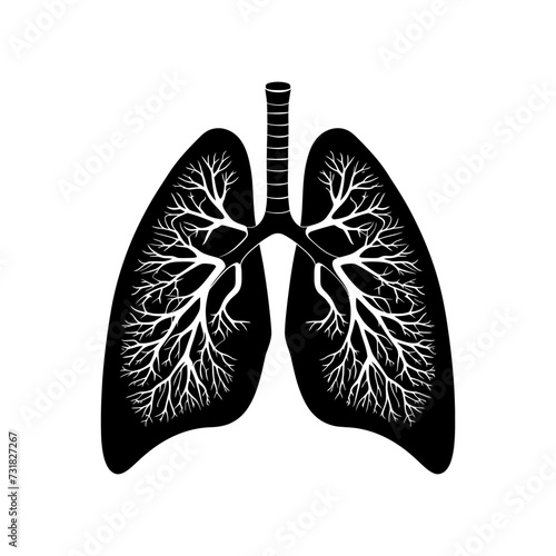 Silhouette for internal organs of the lungs black color only