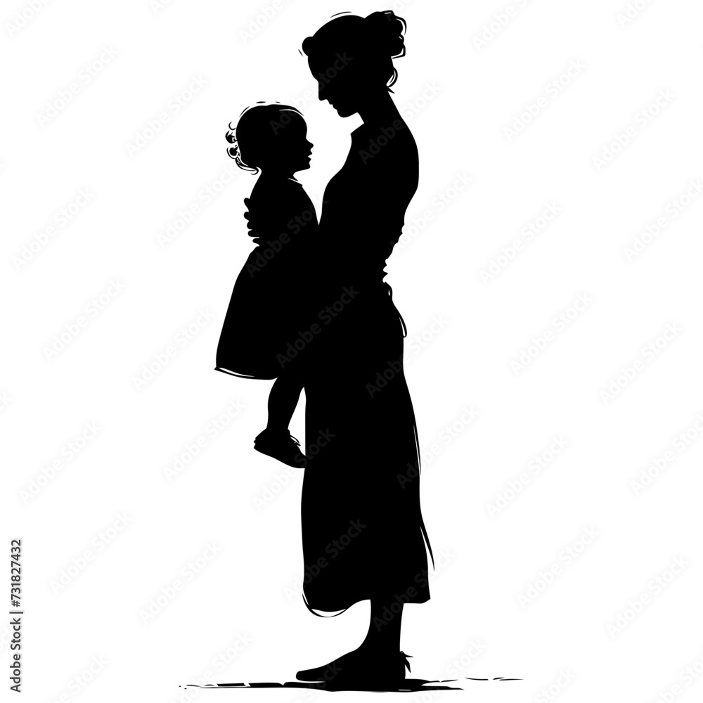 Silhouette for mother day moment black color only full body