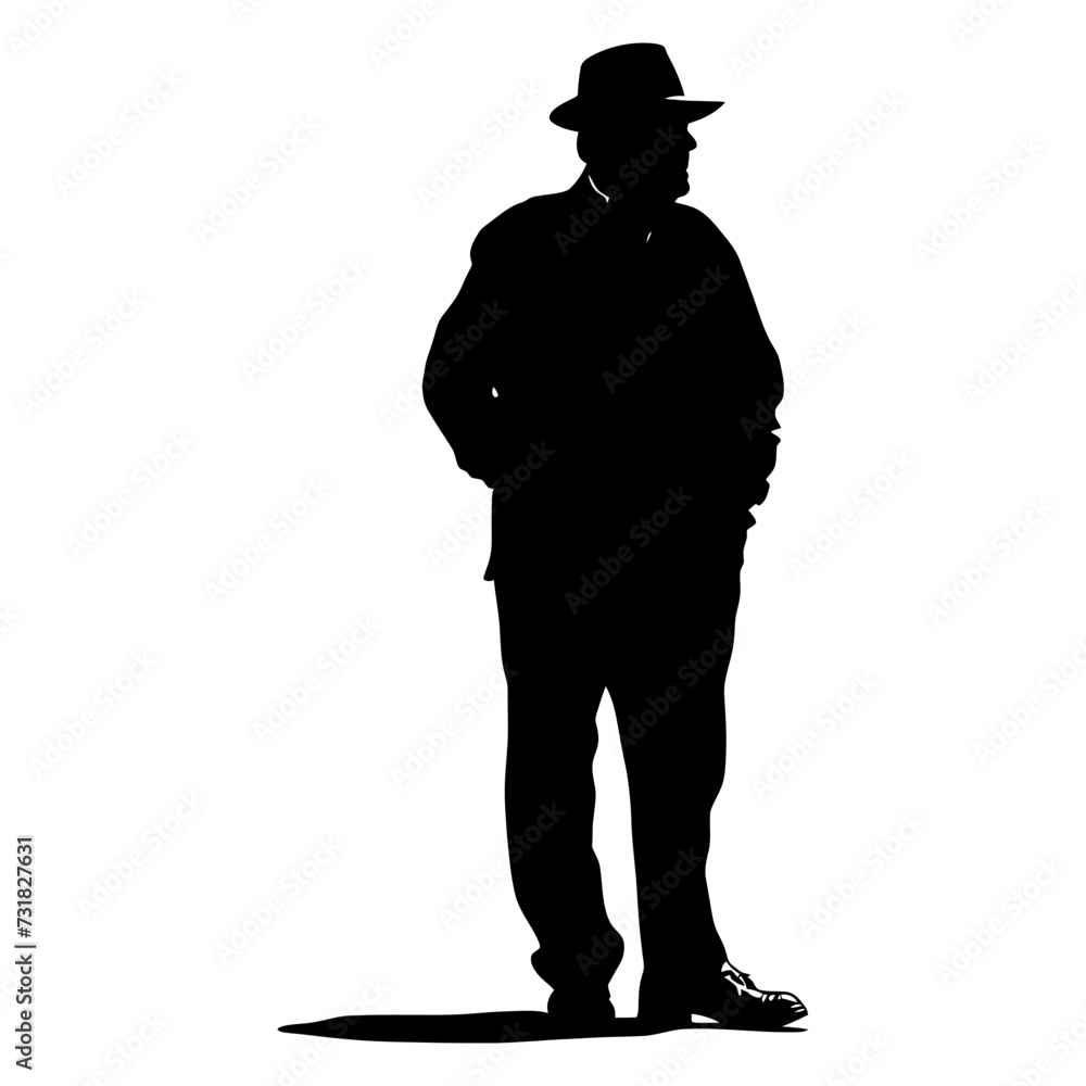 Silhouette the elderly man black color only full Silhouette the elderly man black color only full