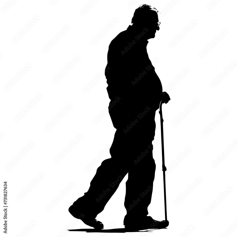 Silhouette the elderly man black color only full Silhouette the elderly man black color only full