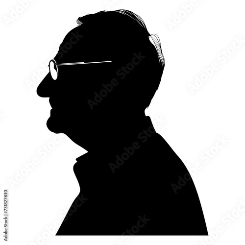 Silhouette the elderly man black color only full 