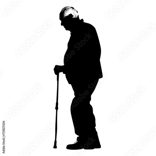 Silhouette the elderly man black color only full 