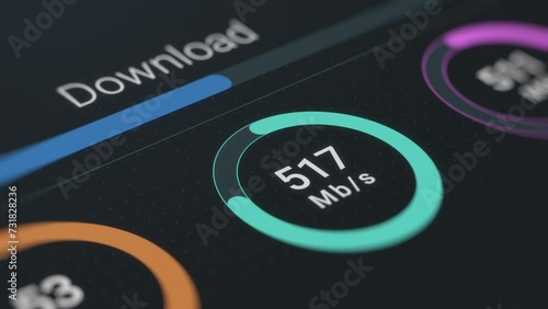 Net speed concept, fast data download, internet speed test, transfer data progress, infographic (3d render)