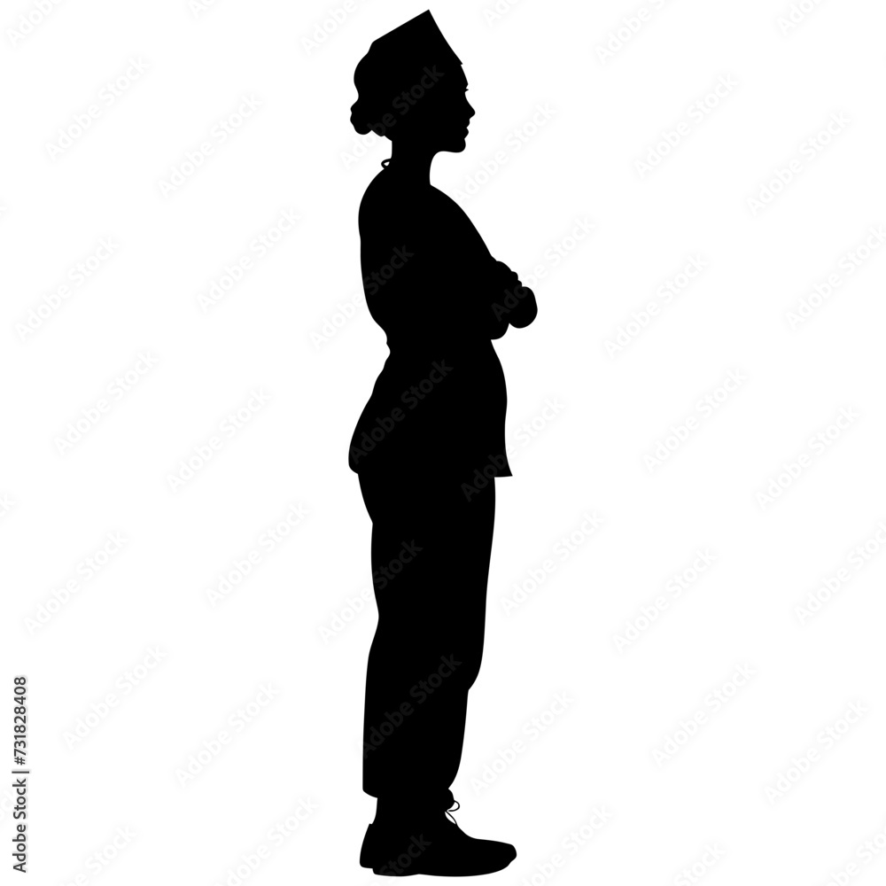 Silhouette nurse black color only full body 