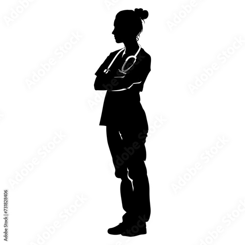 Silhouette nurse black color only full body 