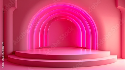 1Abstract pink background. Empty stage for product display or montage. 
