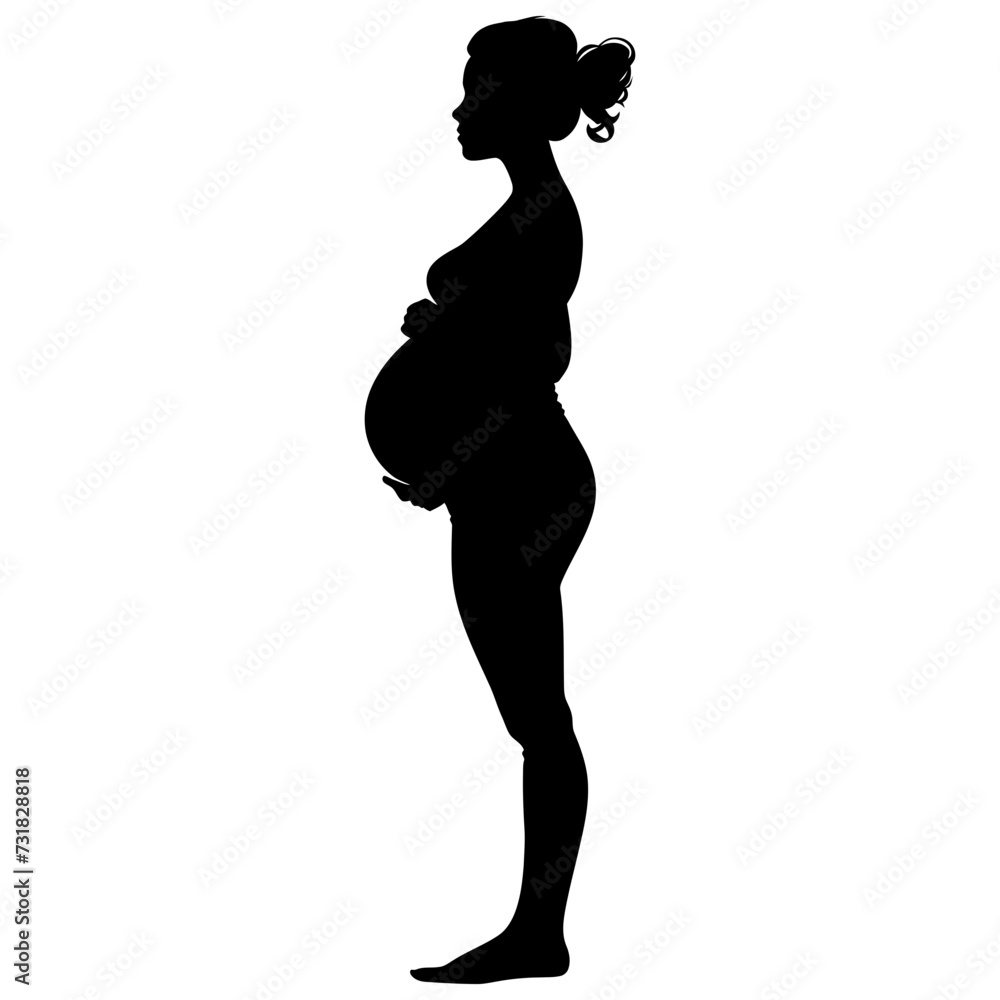 Silhouette pregnant mom full body black color only Silhouette pregnant mom full body black color only