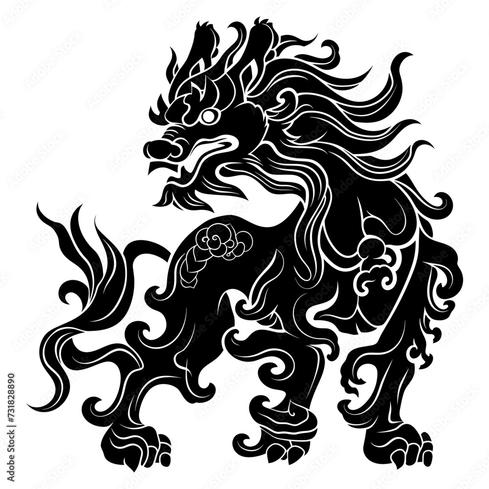 Silhouette Qilin black color only full body 