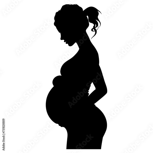 Silhouette pregnant mom full body black color only 