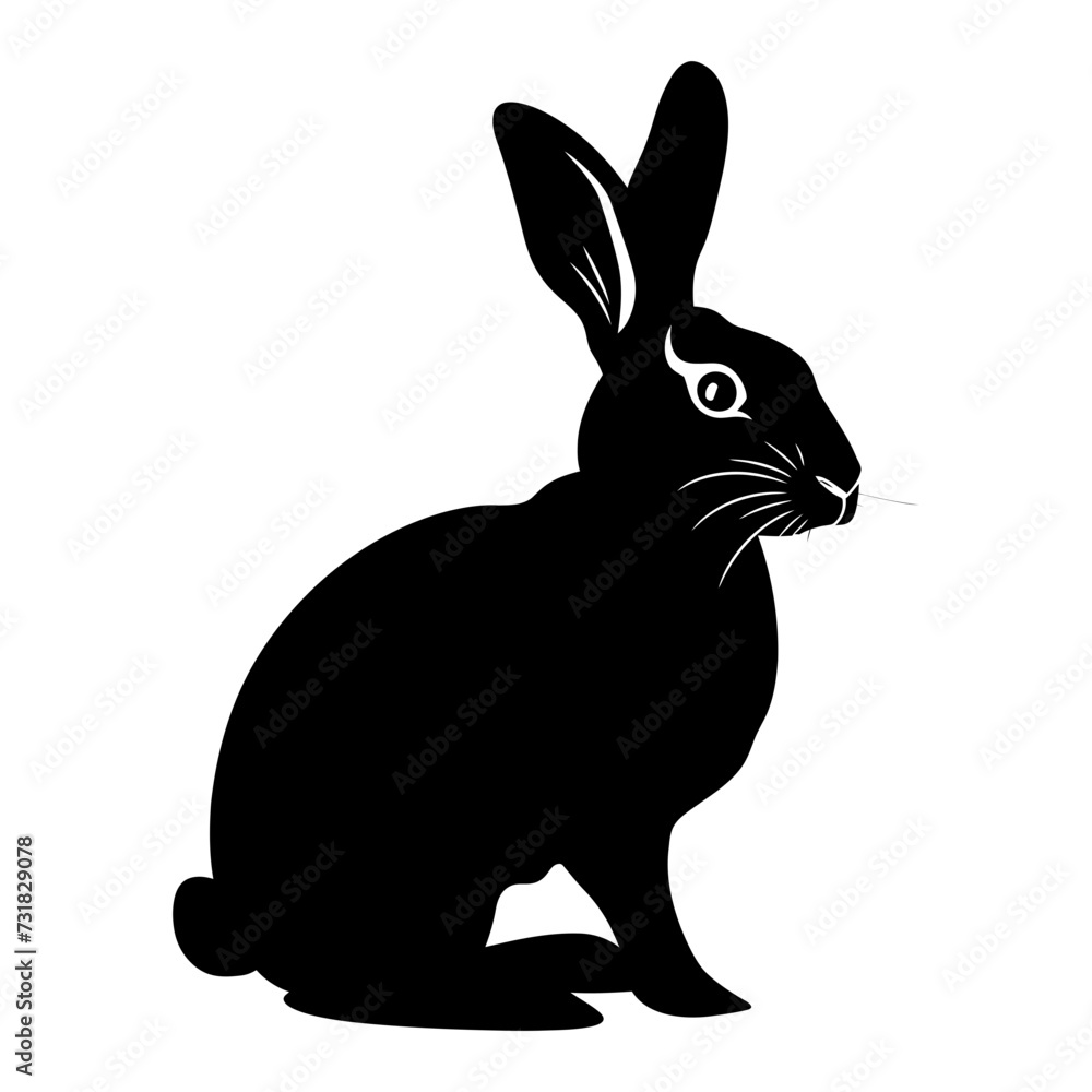 Silhouette rabbit black color only full body Silhouette rabbit black color only full body
