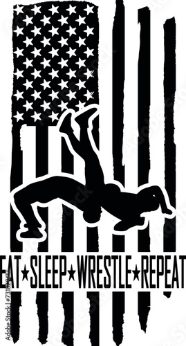 Eat Sleep Wrestle Repeat USA SVG Cut File for Cricut and Silhouette, EPS ,Vector, PNG , JPEG, Zip Folder
