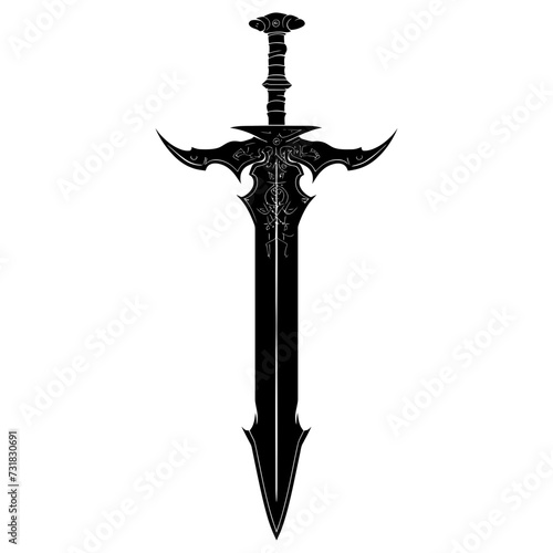 Silhouette dagger or mini short sword in mmorpg game black color only