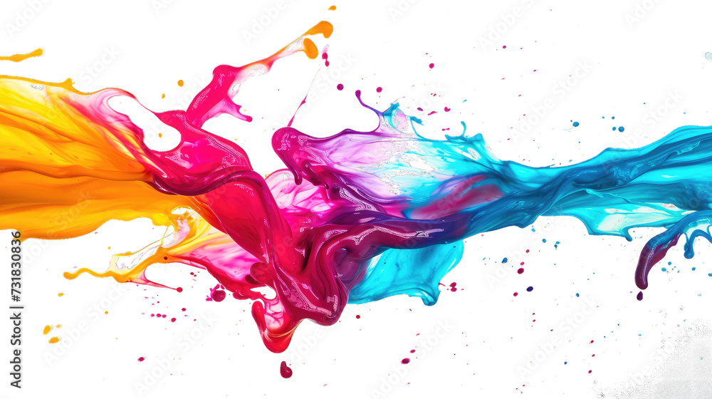 Colorful paint splashes in rainbow colors for backgrounds, patterns, banners. with transpatent background. Generative AI