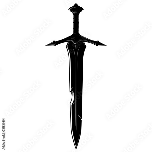 Silhouette dagger or mini short sword in mmorpg game black color only