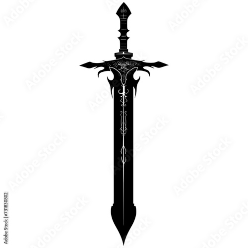 Silhouette dagger or mini short sword in mmorpg game black color only