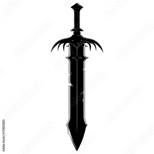 Silhouette dagger or mini short sword in mmorpg game black color only