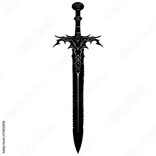Silhouette dagger or mini short sword in mmorpg game black color only