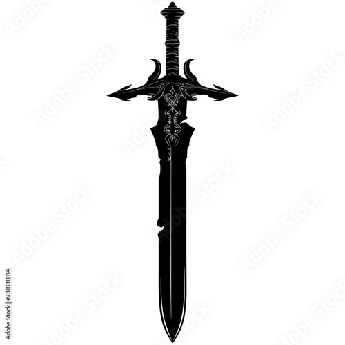 Silhouette dagger or mini short sword in mmorpg game black color only