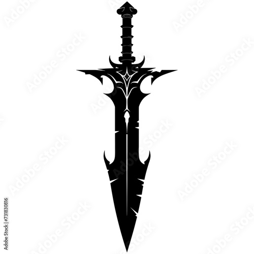 Silhouette dagger or mini short sword in mmorpg game black color only