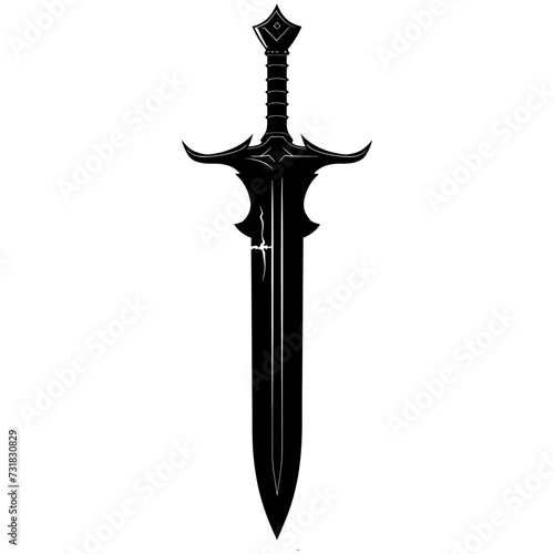 Silhouette dagger or mini short sword in mmorpg game black color only