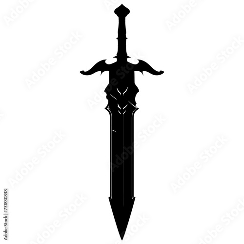Silhouette dagger or mini short sword in mmorpg game black color only