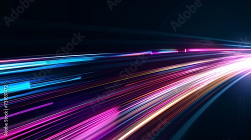 Futuristic design with rapid light streaks on a dark backdrop, ideal for banners, flyers, and posters.