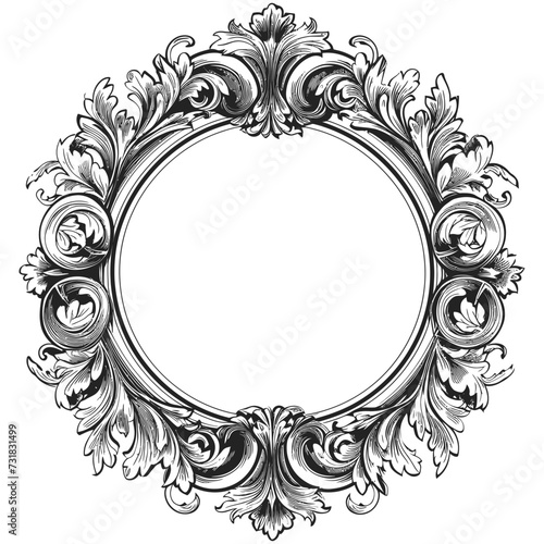 circle shape shield element with old engraving style