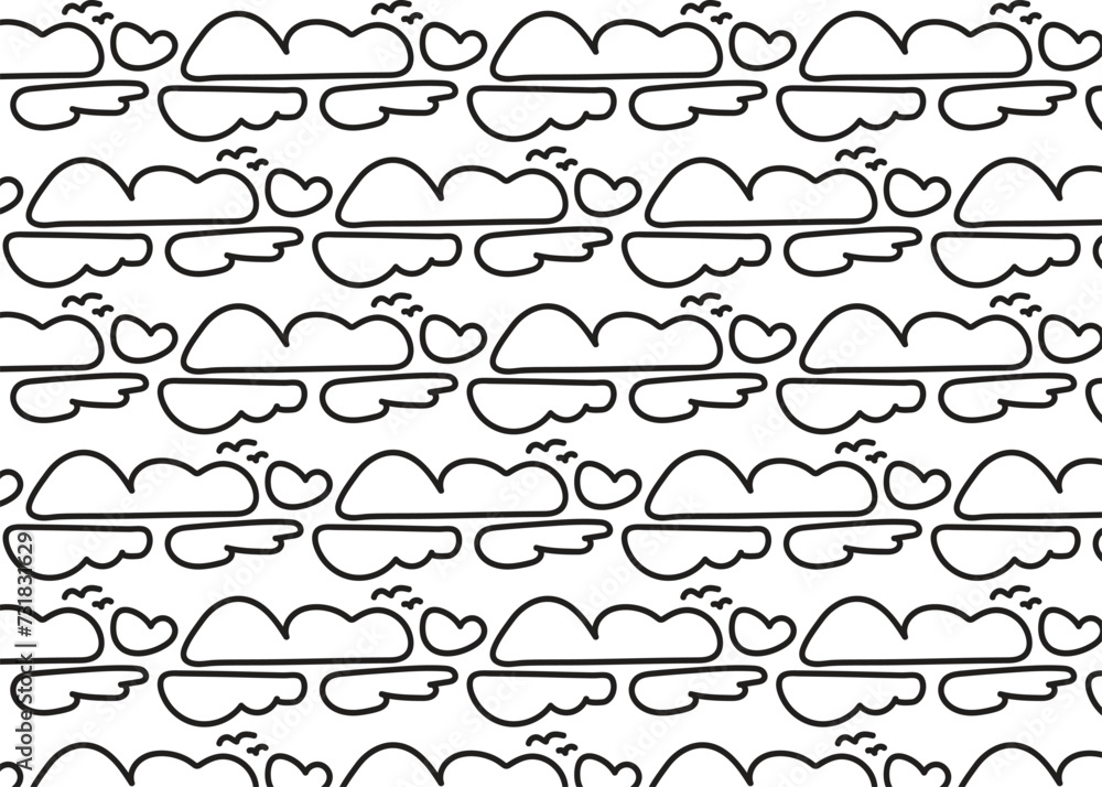 black and white doodle cloud patter background black and white doodle cloud patter background