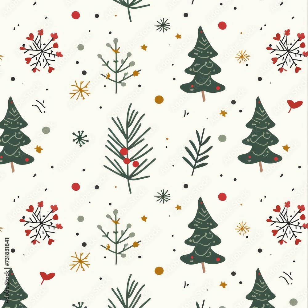 Minimal, modern and simple Christmas repeat pattern