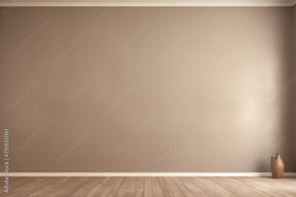 An elegant empty wall background with a wooden floor. (Generative AI) An elegant empty wall background with a wooden floor. (Generative AI)
