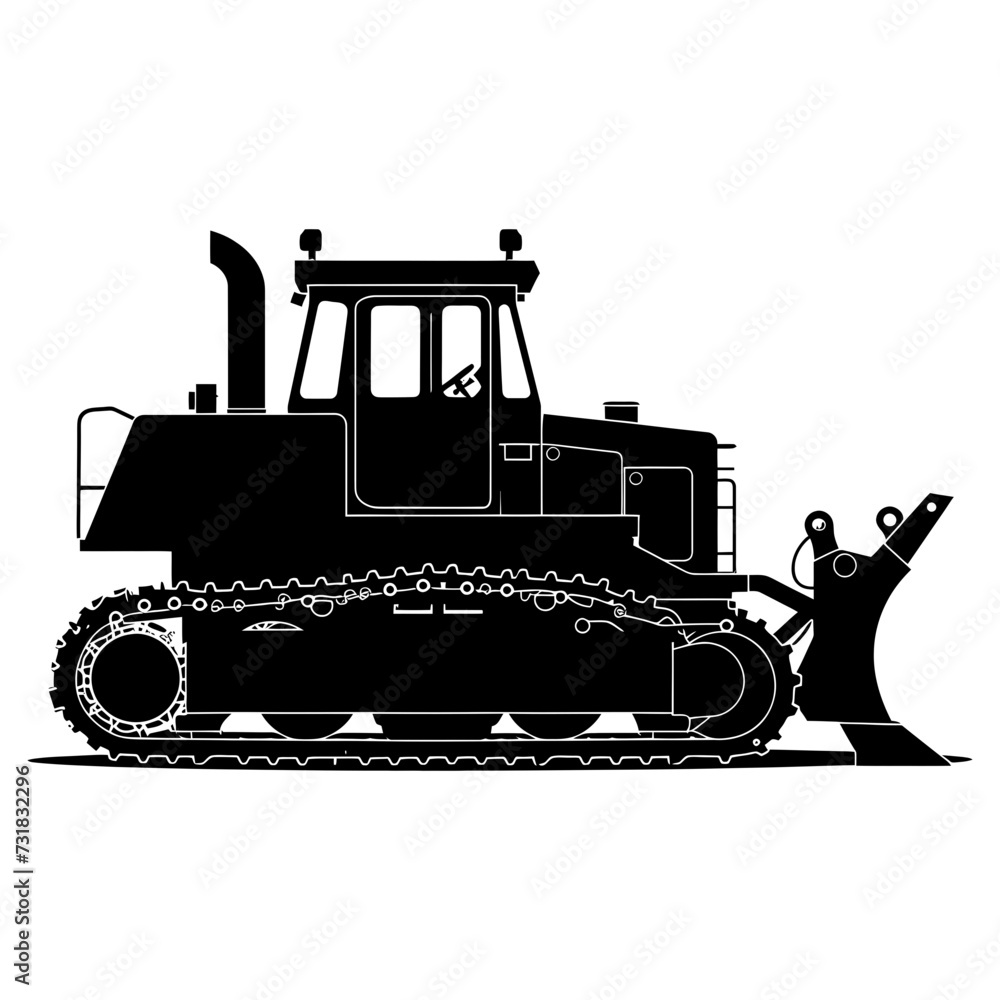 Silhouette Bulldozer construction heavy machine equipment black color only Silhouette Bulldozer construction heavy machine equipment black color only