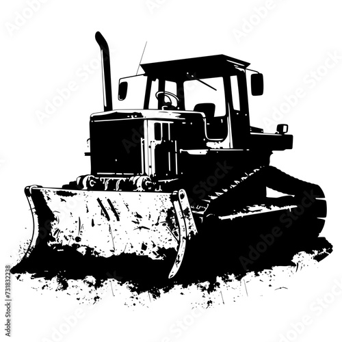 Silhouette Bulldozer construction heavy machine equipment black color only