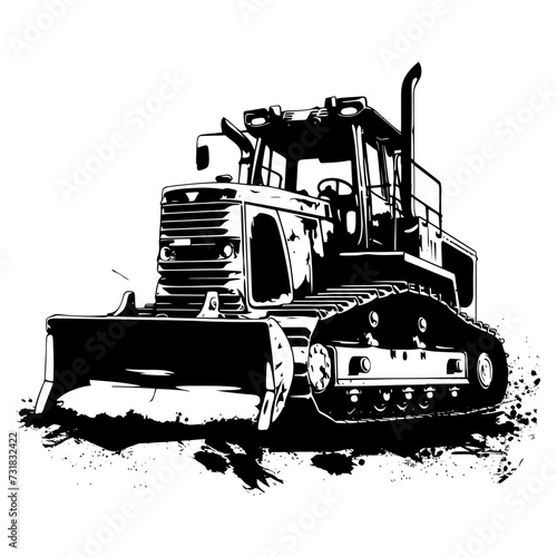 Silhouette Bulldozer construction heavy machine equipment black color only