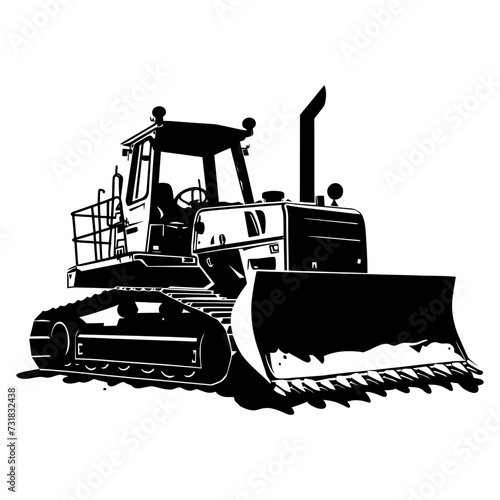 Silhouette Bulldozer construction heavy machine equipment black color only