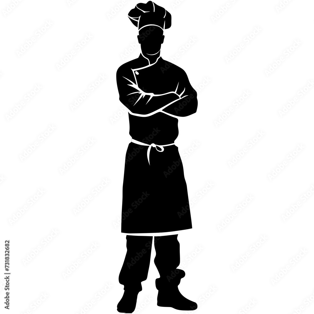 Silhouette chef black color only full body Silhouette chef black color only full body