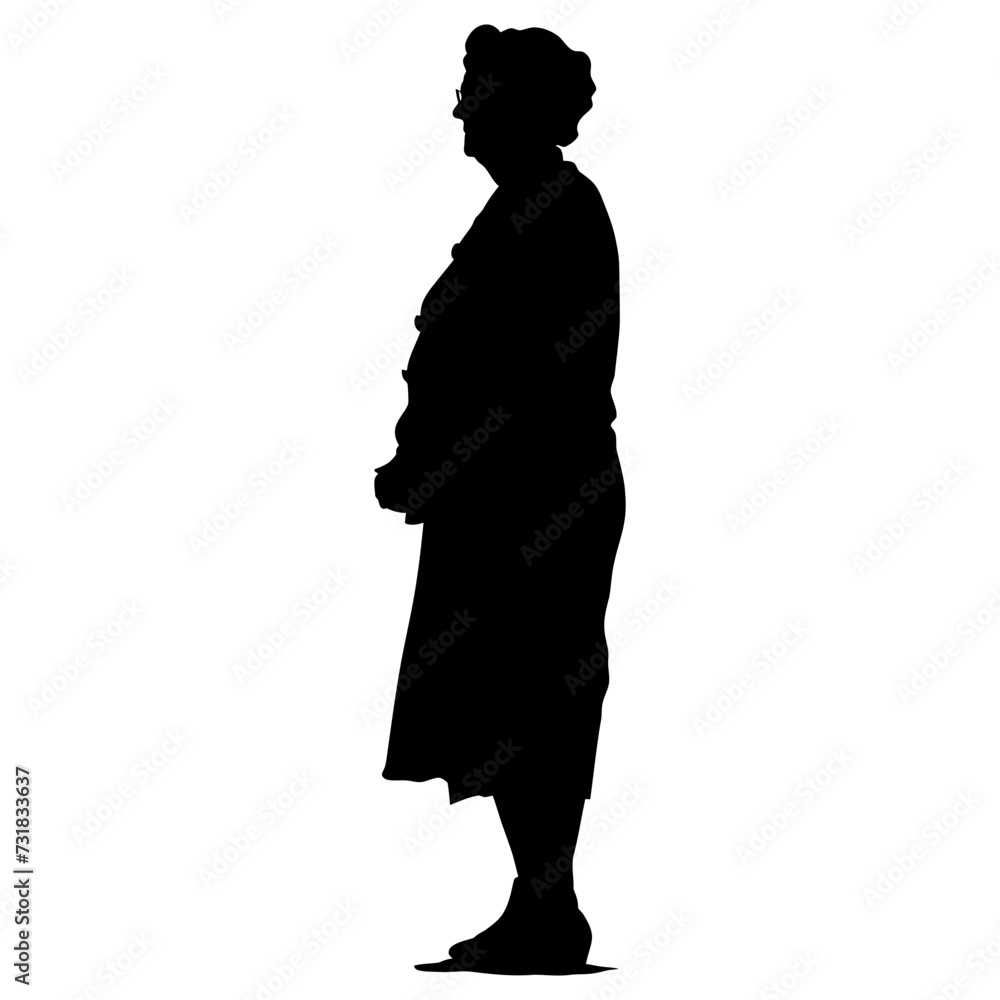 Silhouette the elderly single women black color only Silhouette the elderly single women black color only
