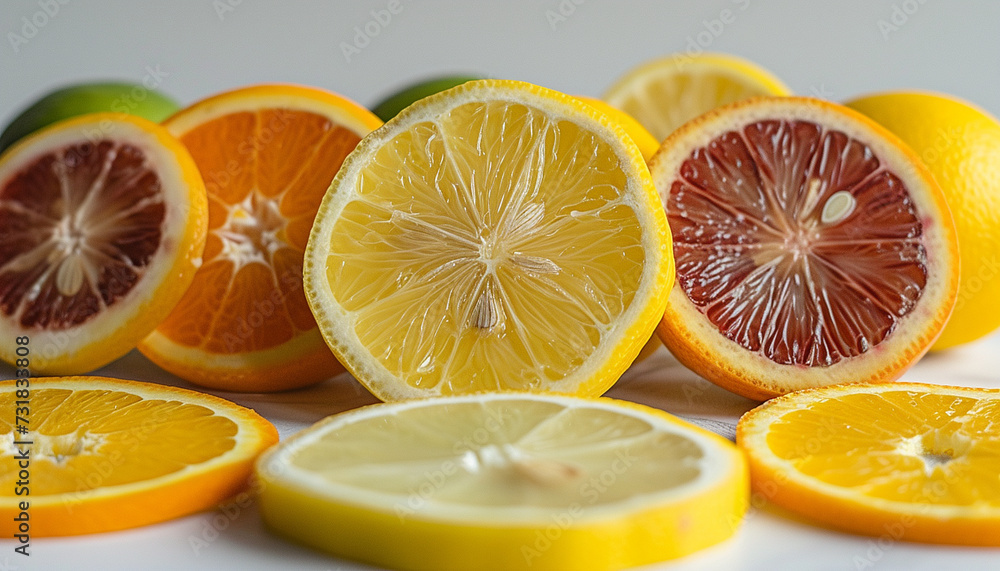 Citrus fruit. Orange, lemon, lime. Slices isolated on white background. Collection. Citrus fruit. Orange, lemon, lime. Slices isolated on white background. Collection.