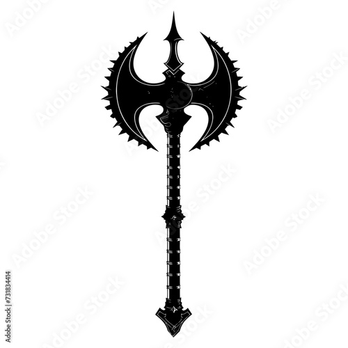 Silhouette viking ax or axe or warhammer weapon in mmorpg game black color only