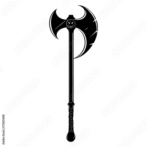 Silhouette viking ax or axe in mmorpg game black color only
