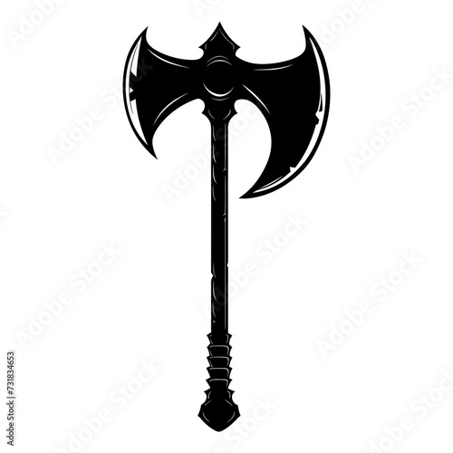 Silhouette viking ax or axe in mmorpg game black color only